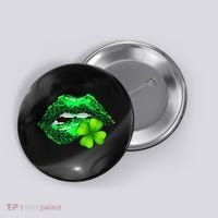 St Patrick's Day Leopard Print Lipstick Shamrock Button thumb 0
