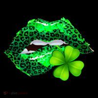 St Patrick's Day Leopard Print Lipstick Shamrock Button thumb 1
