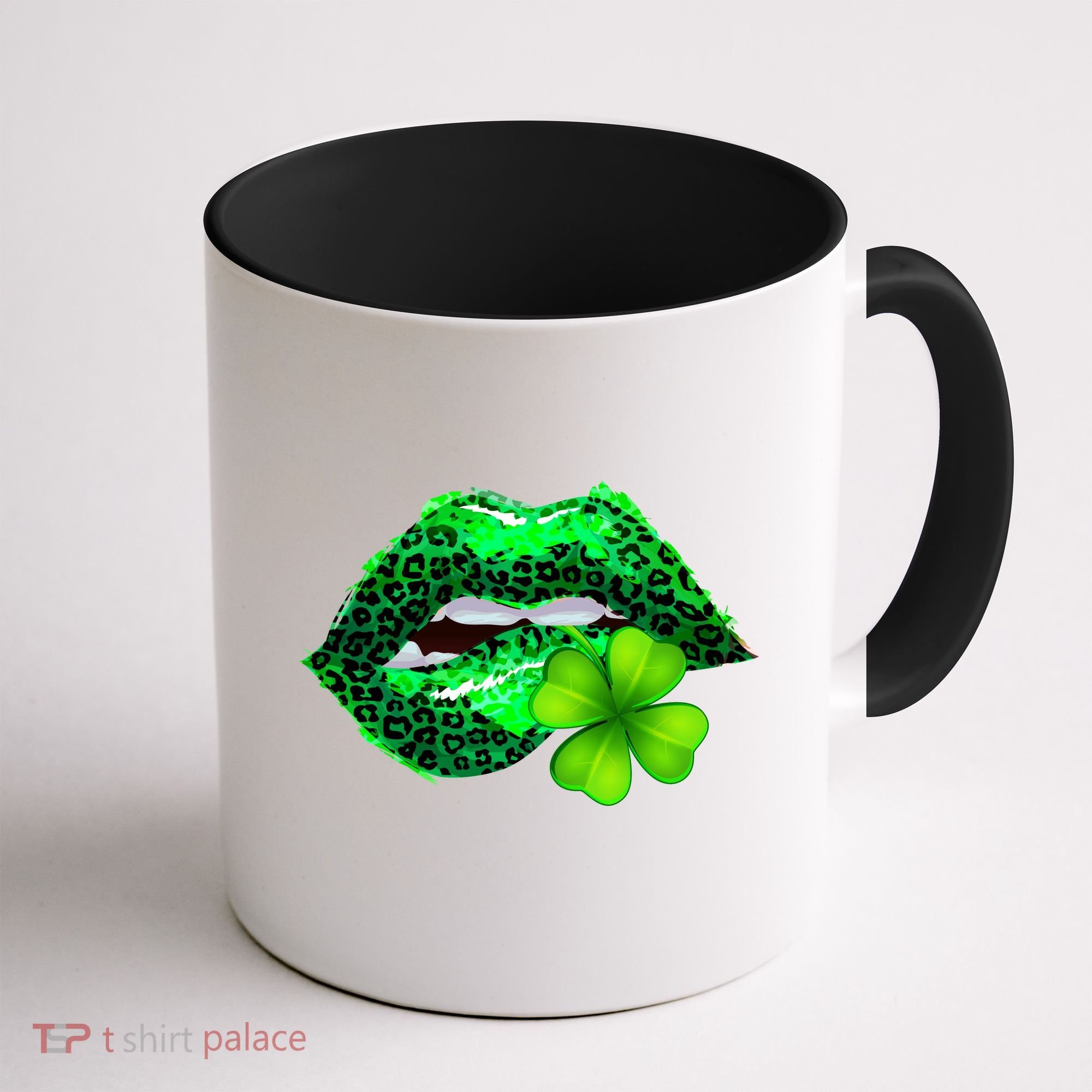 St Patrick's Day Leopard Print Lipstick Shamrock Coffee Mug