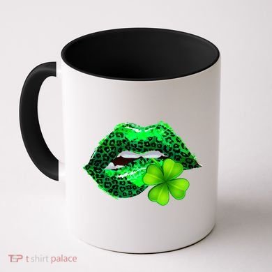 St Patrick's Day Leopard Print Lipstick Shamrock Coffee Mug