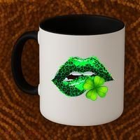 St Patrick's Day Leopard Print Lipstick Shamrock Coffee Mug thumb 2