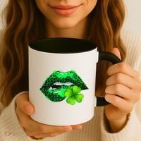 St Patrick's Day Leopard Print Lipstick Shamrock Coffee Mug thumb 3