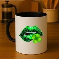 St Patrick's Day Leopard Print Lipstick Shamrock Coffee Mug thumb 4