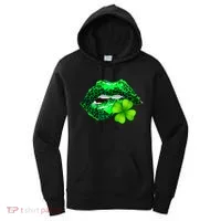 St Patrick's Day Leopard Print Lipstick Shamrock Women's Hoodie thumb 0