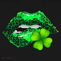 St Patrick's Day Leopard Print Lipstick Shamrock Women's Hoodie thumb 2