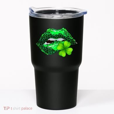 St Patrick's Day Leopard Print Lipstick Shamrock Tumbler