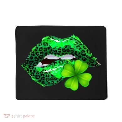 St Patrick's Day Leopard Print Lipstick Shamrock Mousepad