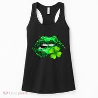 St Patrick's Day Leopard Print Lipstick Shamrock Women's Tank Top thumb 0
