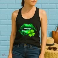 St Patrick's Day Leopard Print Lipstick Shamrock Women's Tank Top thumb 2