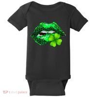St Patrick's Day Leopard Print Lipstick Shamrock Baby Bodysuit thumb 0