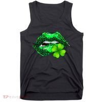 St Patrick's Day Leopard Print Lipstick Shamrock Tank Top thumb 0