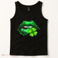 St Patrick's Day Leopard Print Lipstick Shamrock Tank Top thumb 2