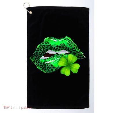 St Patrick's Day Leopard Print Lipstick Shamrock Golf Towel