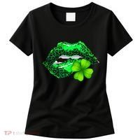 St Patrick's Day Leopard Print Lipstick Shamrock Women's T-Shirt thumb 0