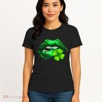 St Patrick's Day Leopard Print Lipstick Shamrock Women's T-Shirt thumb 4