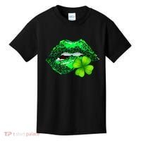 St Patrick's Day Leopard Print Lipstick Shamrock Kids T-Shirt thumb 0