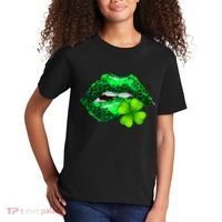 St Patrick's Day Leopard Print Lipstick Shamrock Kids T-Shirt thumb 2