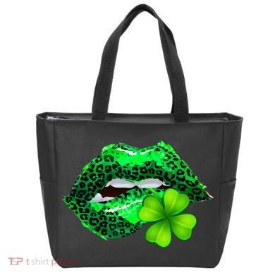 St Patrick's Day Leopard Print Lipstick Shamrock Bag