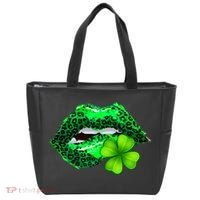 St Patrick's Day Leopard Print Lipstick Shamrock Tote Bag thumb 0