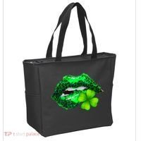 St Patrick's Day Leopard Print Lipstick Shamrock Tote Bag thumb 2