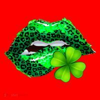 St Patrick's Day Leopard Print Lipstick Shamrock Santa Hat thumb 1