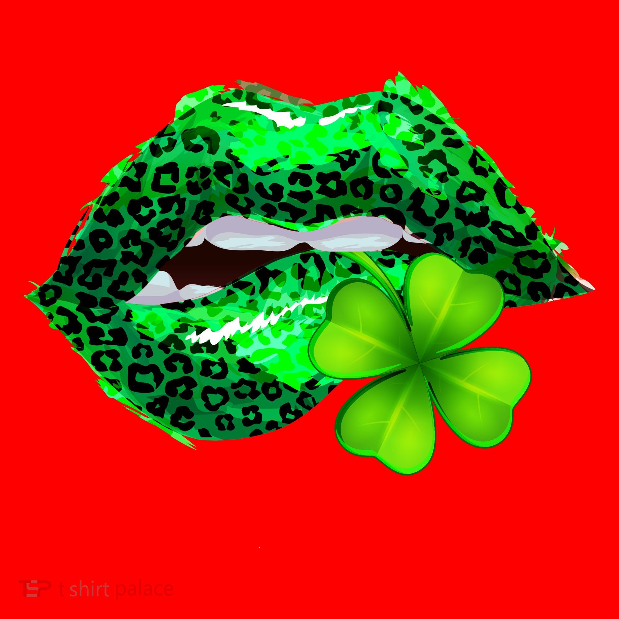 St Patrick's Day Leopard Print Lipstick Shamrock Santa Hat