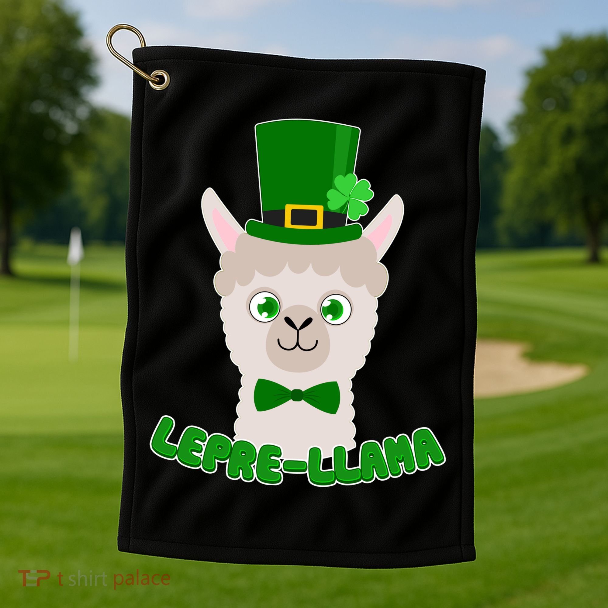 St Patrick's Day Lepre-Llama Golf Towel