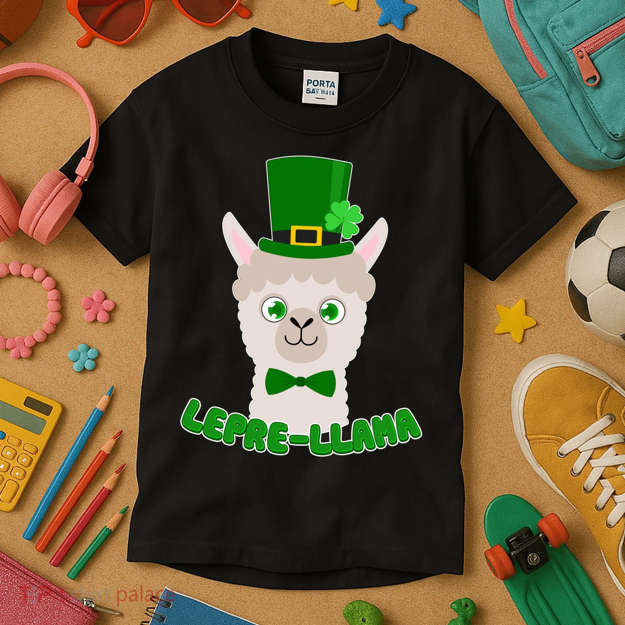 St Patrick's Day Lepre-Llama Kids T-Shirt