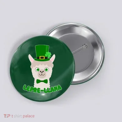 St Patrick's Day Lepre-Llama Button