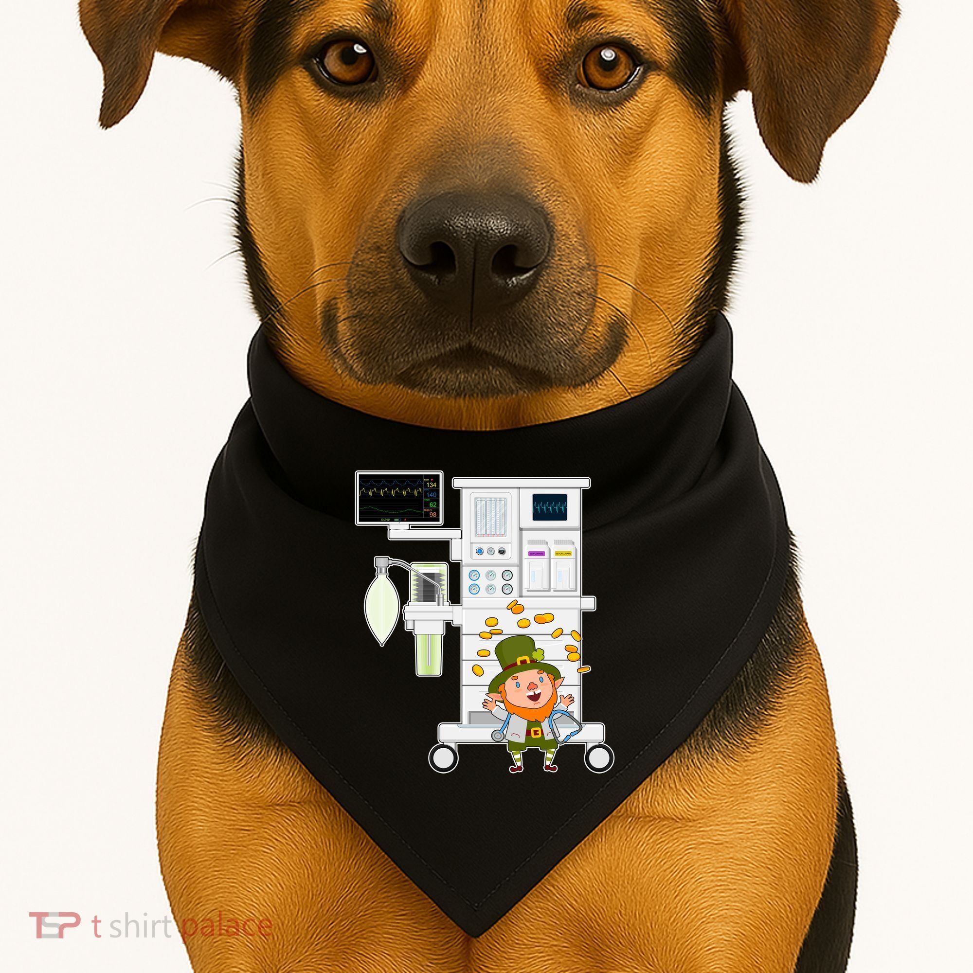 St Patrick's Day Leprechaun Anesthesia Machine USA-Made Doggie Bandana
