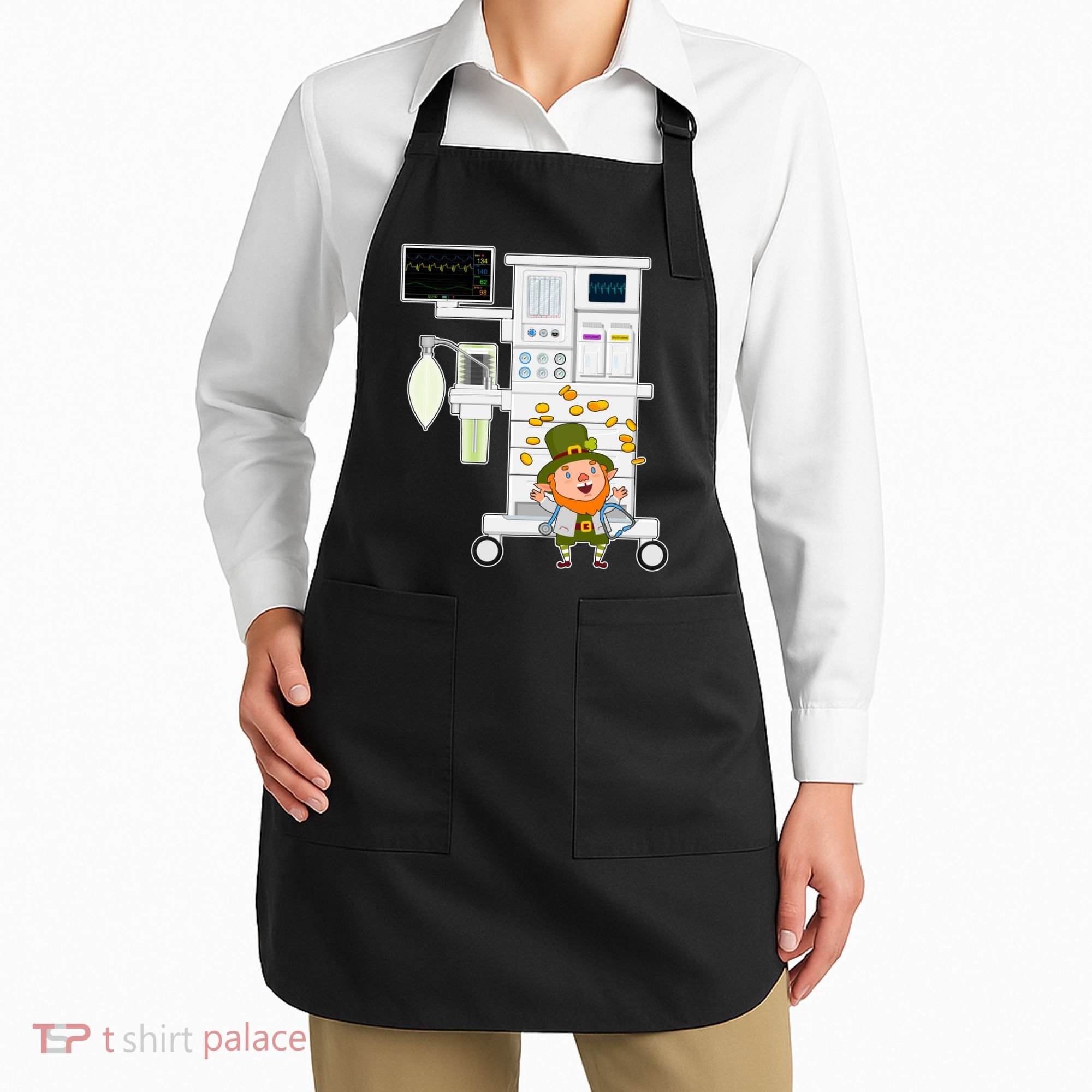 St Patrick's Day Leprechaun Anesthesia Machine Apron