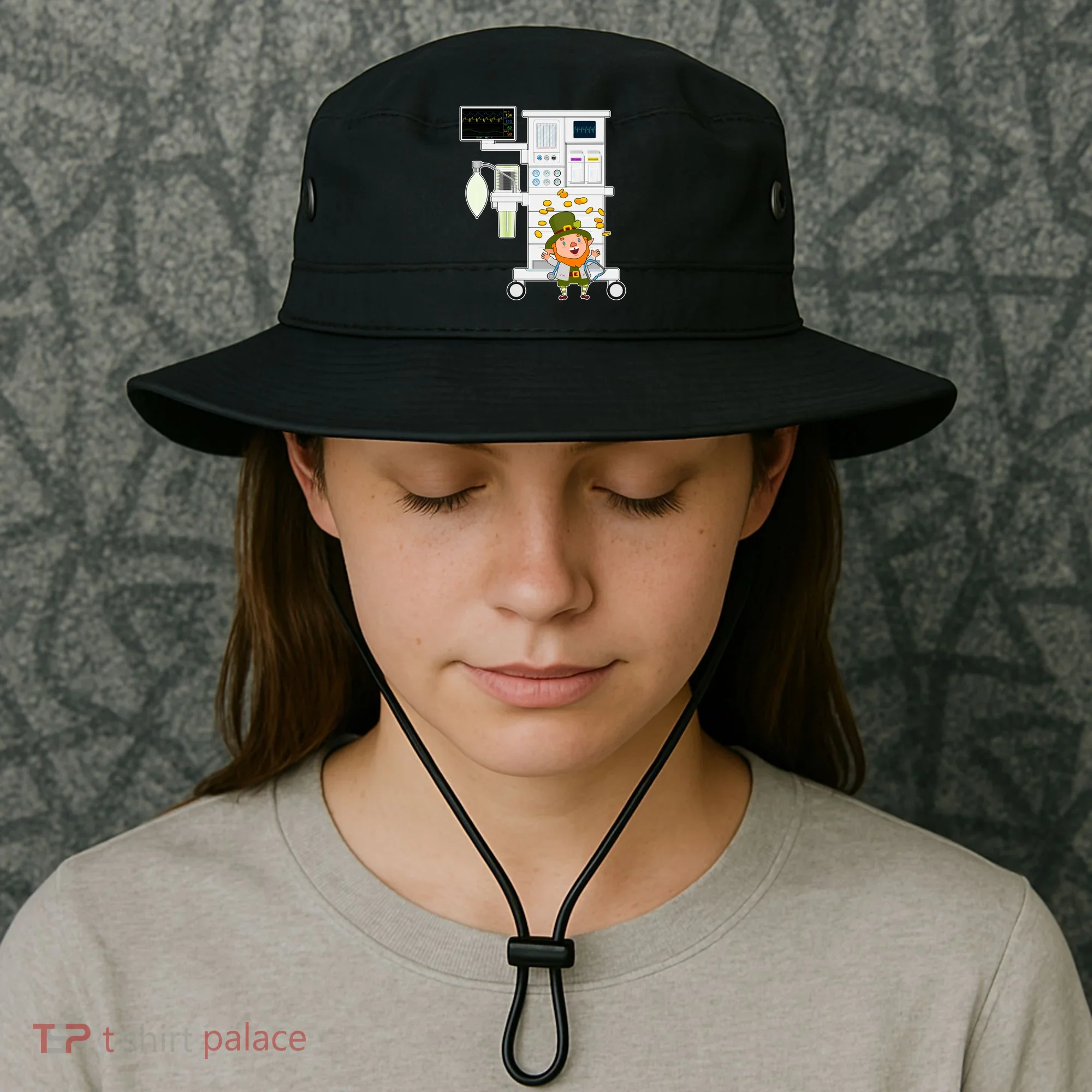 St Patrick's Day Leprechaun Anesthesia Machine Bucket Hat