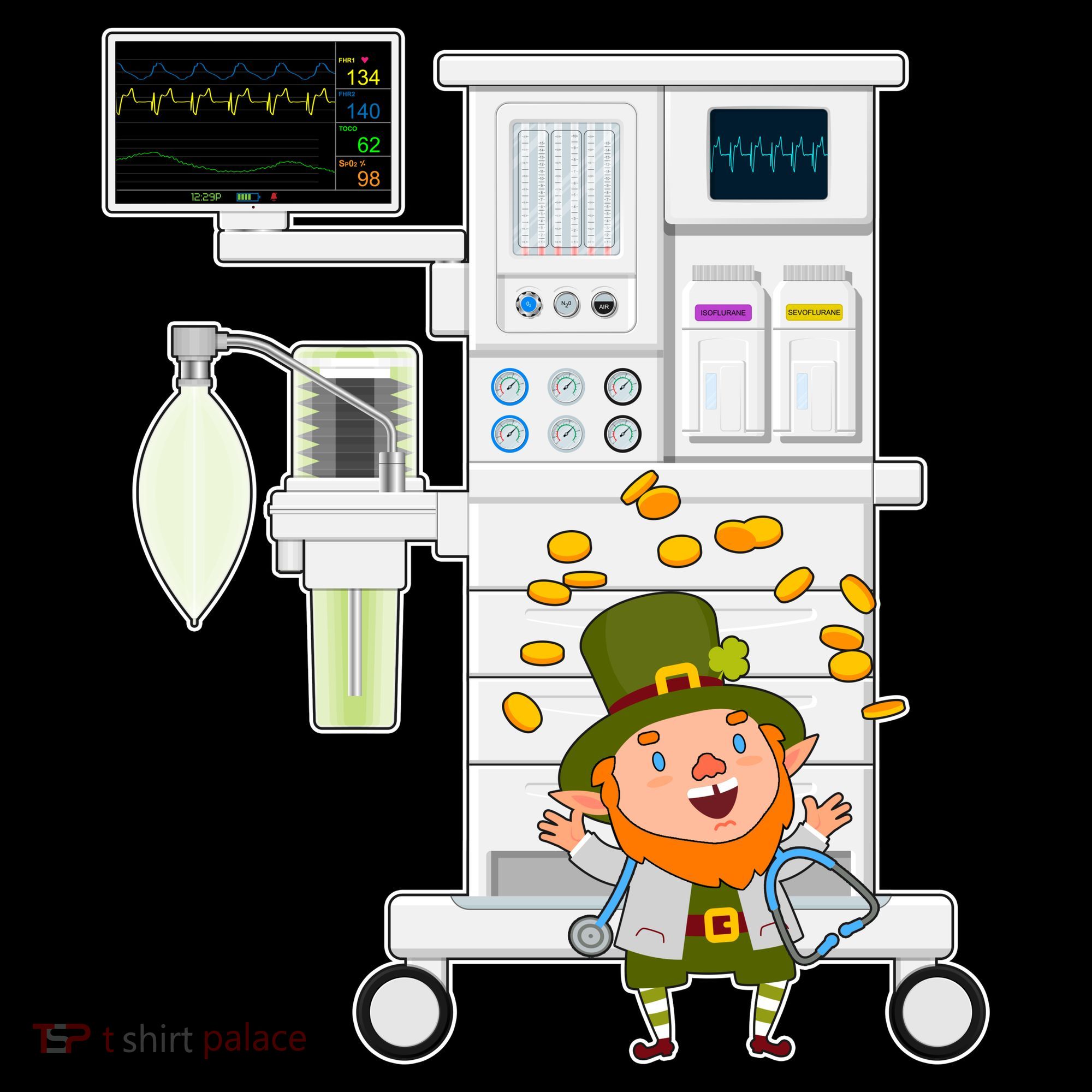 St Patrick's Day Leprechaun Anesthesia Machine Bucket Hat