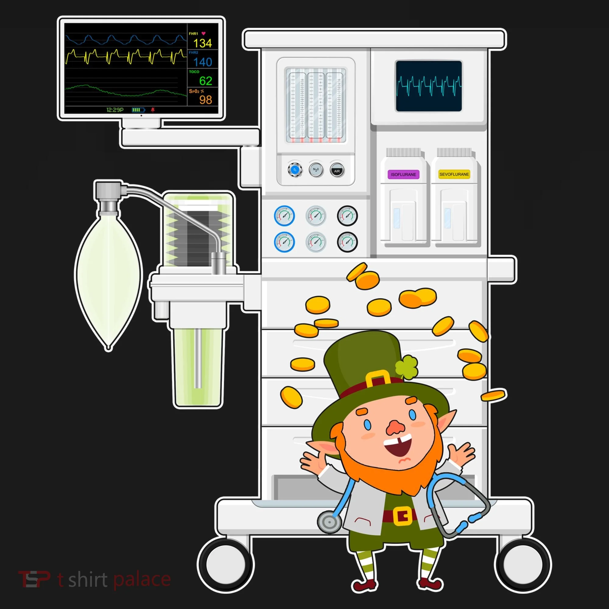 St Patrick's Day Leprechaun Anesthesia Machine Bucket Hat