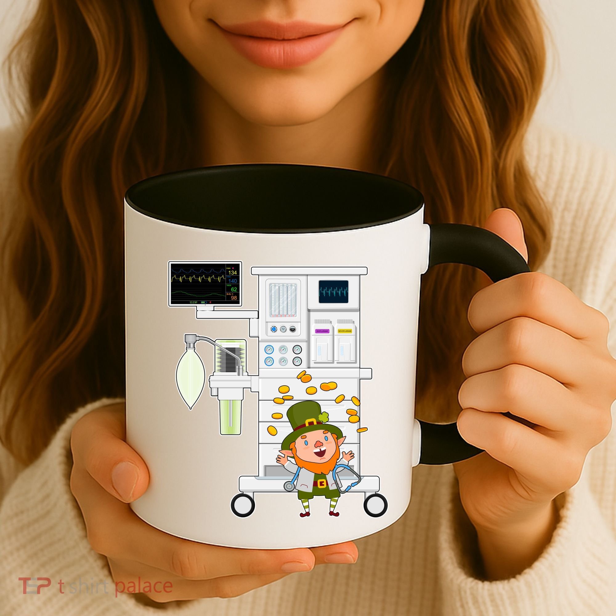 St Patrick's Day Leprechaun Anesthesia Machine Coffee Mug