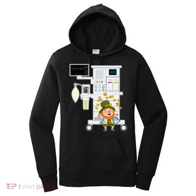St Patrick's Day Leprechaun Anesthesia Machine Women's Hoodie