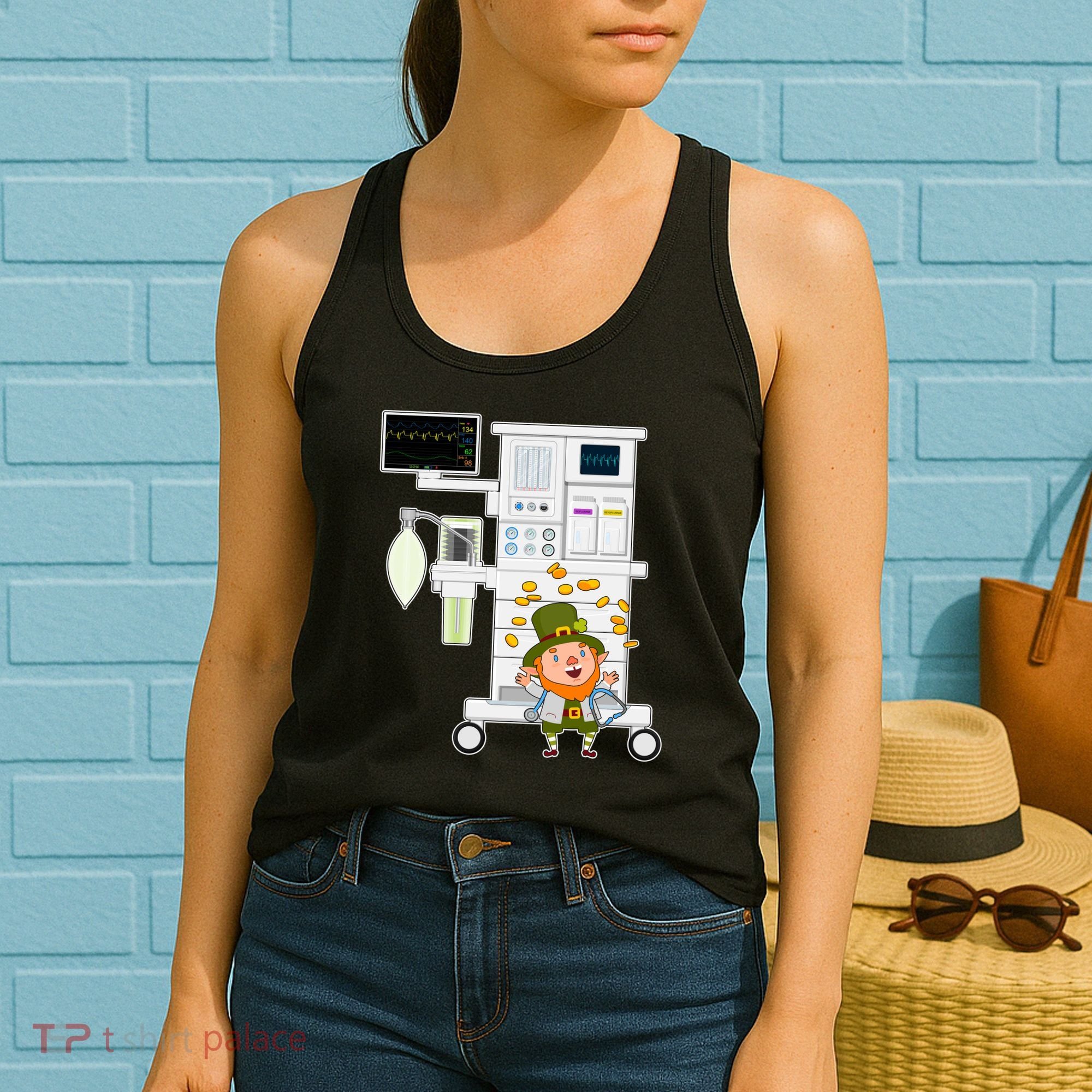 St Patrick's Day Leprechaun Anesthesia Machine Women's Tank Top