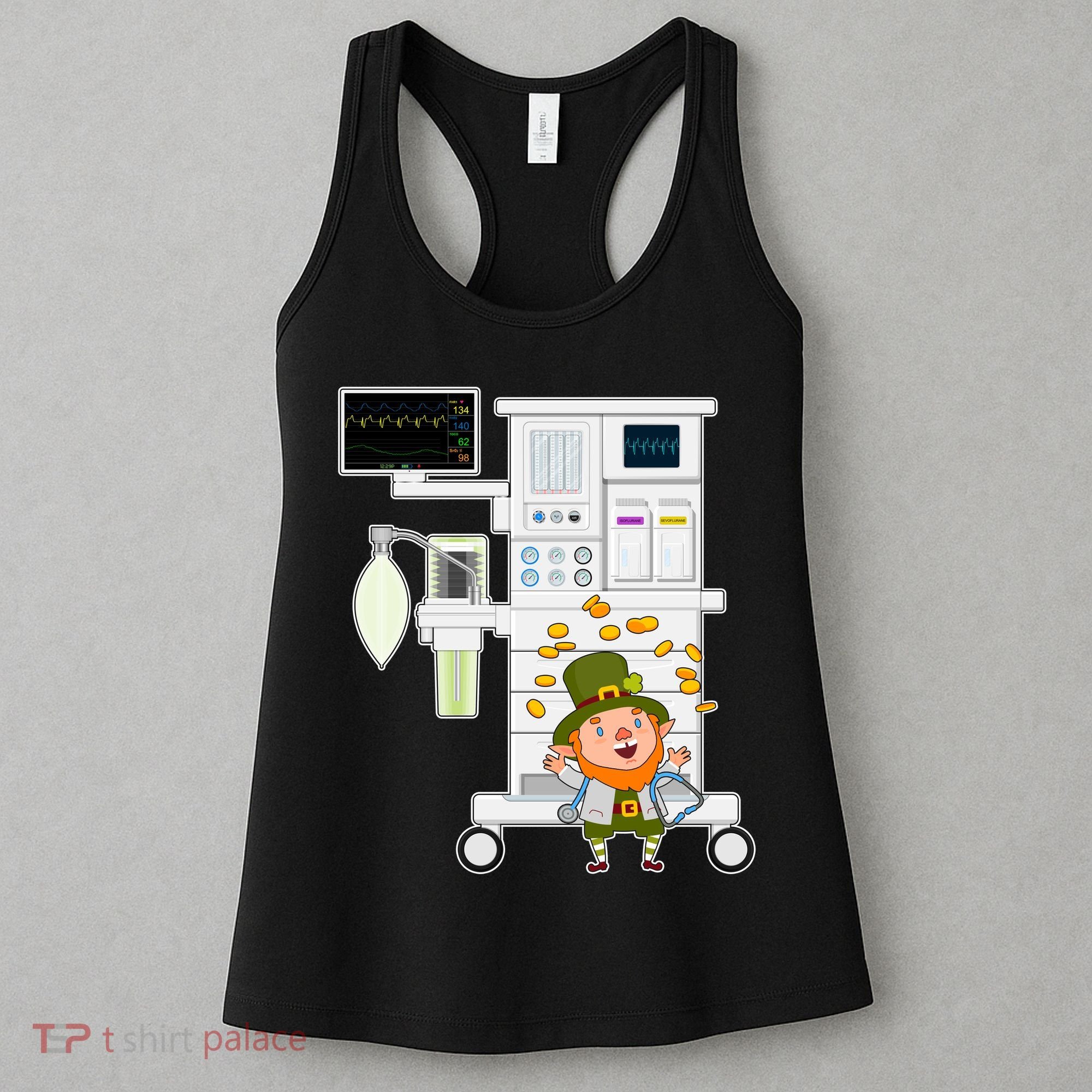 St Patrick's Day Leprechaun Anesthesia Machine Women's Tank Top