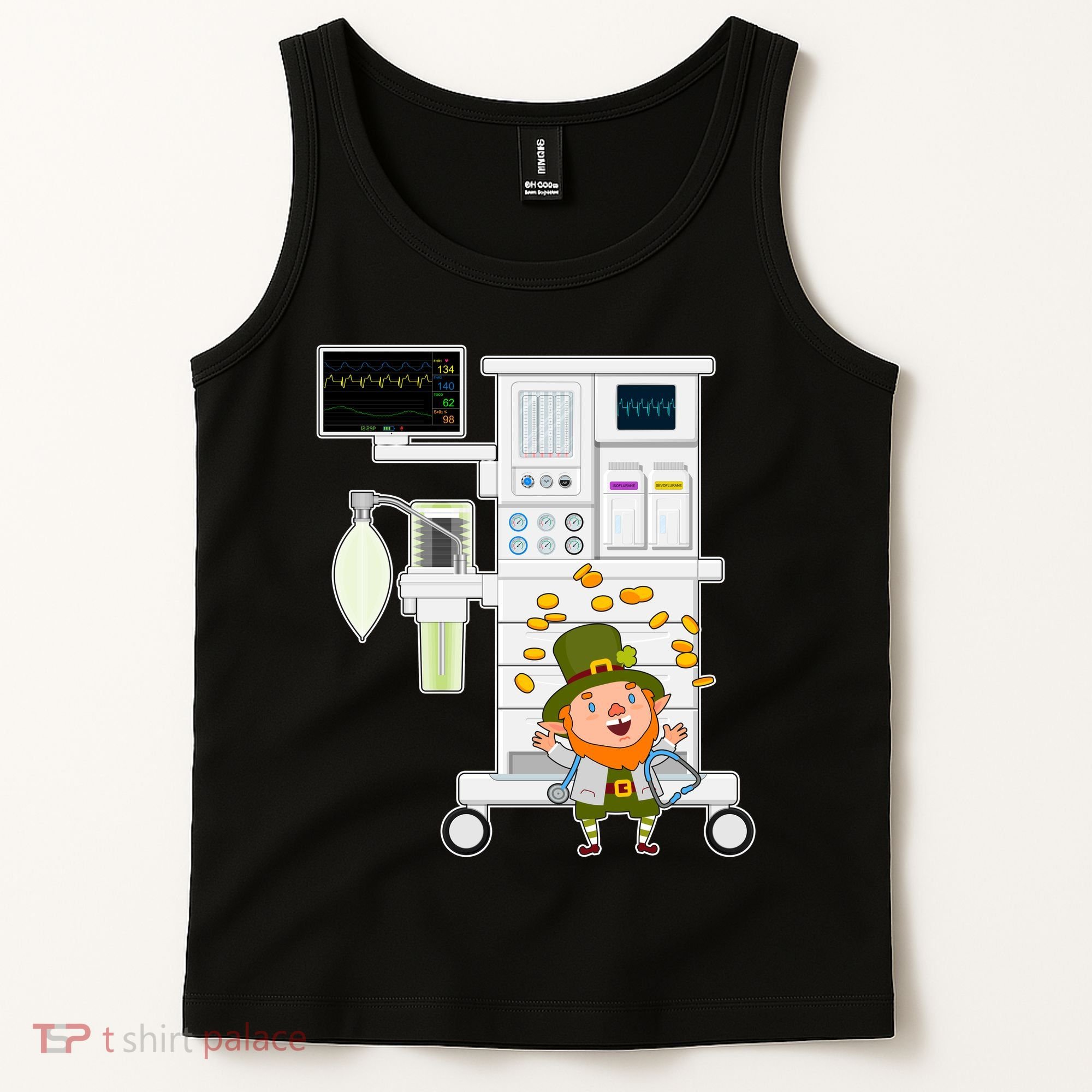 St Patrick's Day Leprechaun Anesthesia Machine Tank Top
