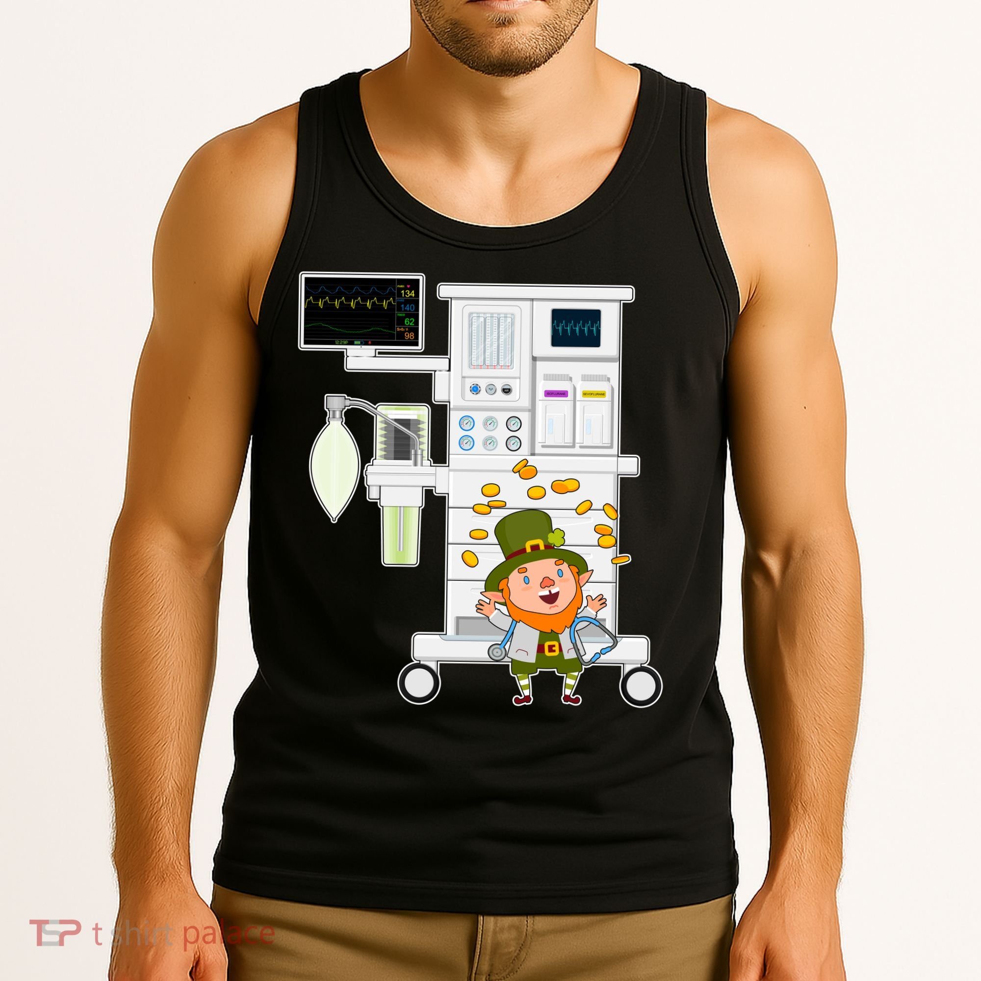 St Patrick's Day Leprechaun Anesthesia Machine Tank Top