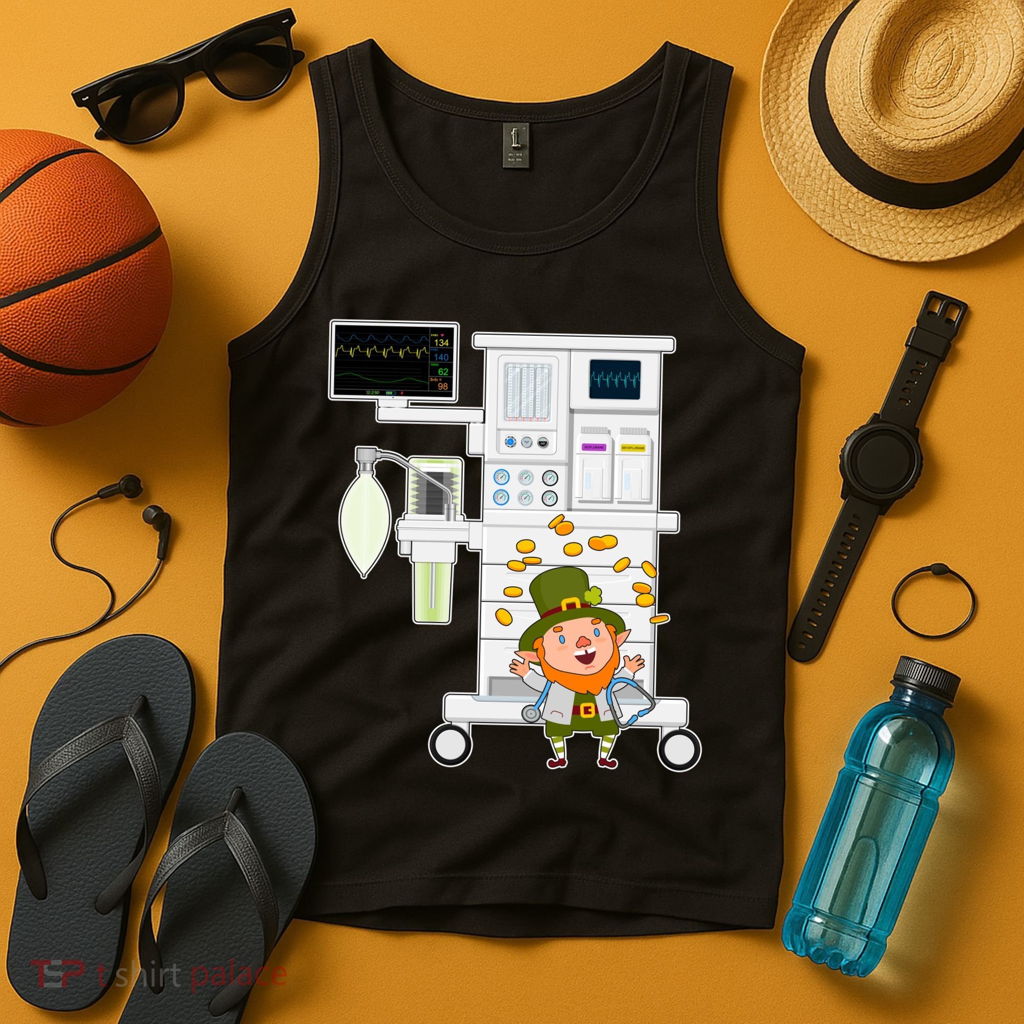 St Patrick's Day Leprechaun Anesthesia Machine Tank Top