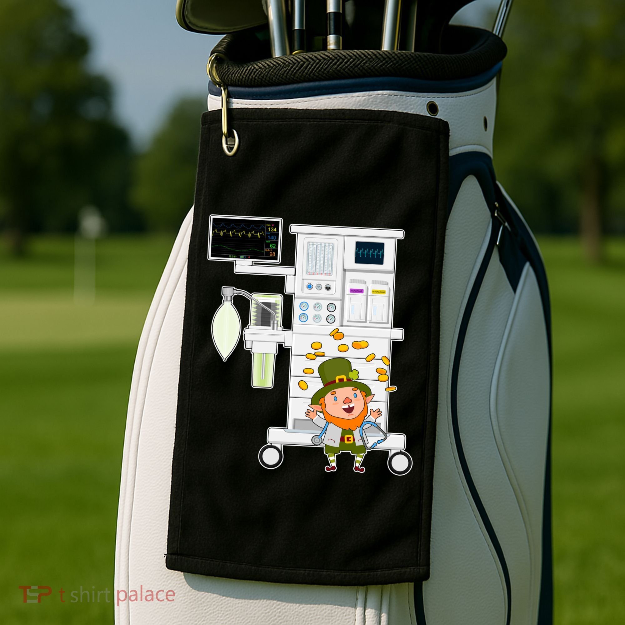 St Patrick's Day Leprechaun Anesthesia Machine Golf Towel