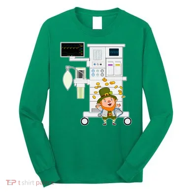St Patrick's Day Leprechaun Anesthesia Machine Long Sleeve Shirt