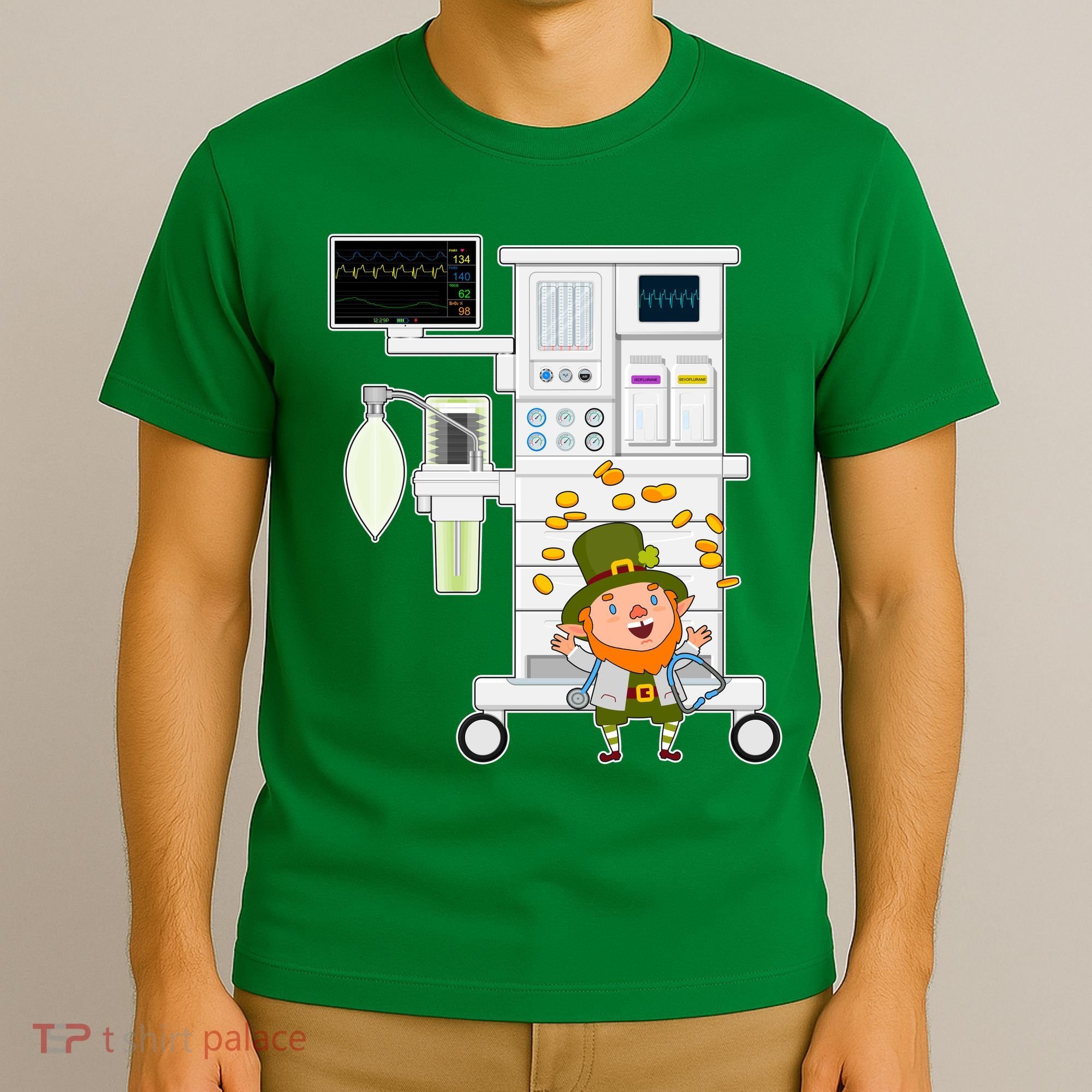 St Patrick's Day Leprechaun Anesthesia Machine T-Shirt