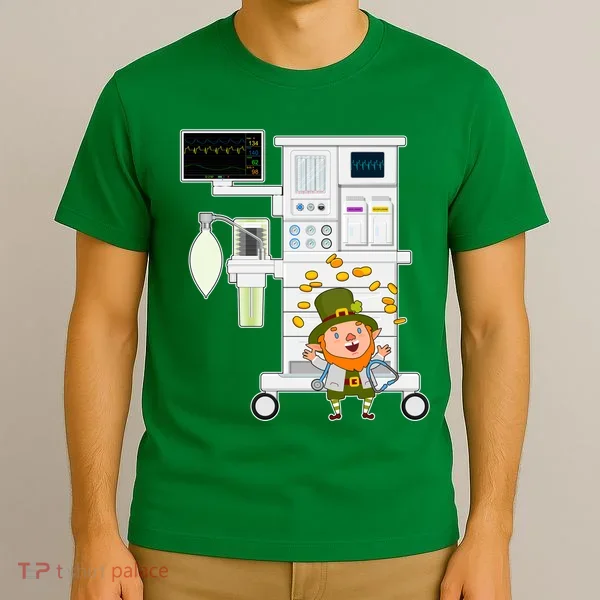 St Patrick's Day Leprechaun Anesthesia Machine T-Shirt