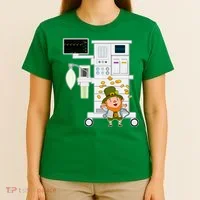 St Patrick's Day Leprechaun Anesthesia Machine T-Shirt thumb 4