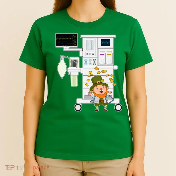 St Patrick's Day Leprechaun Anesthesia Machine T-Shirt