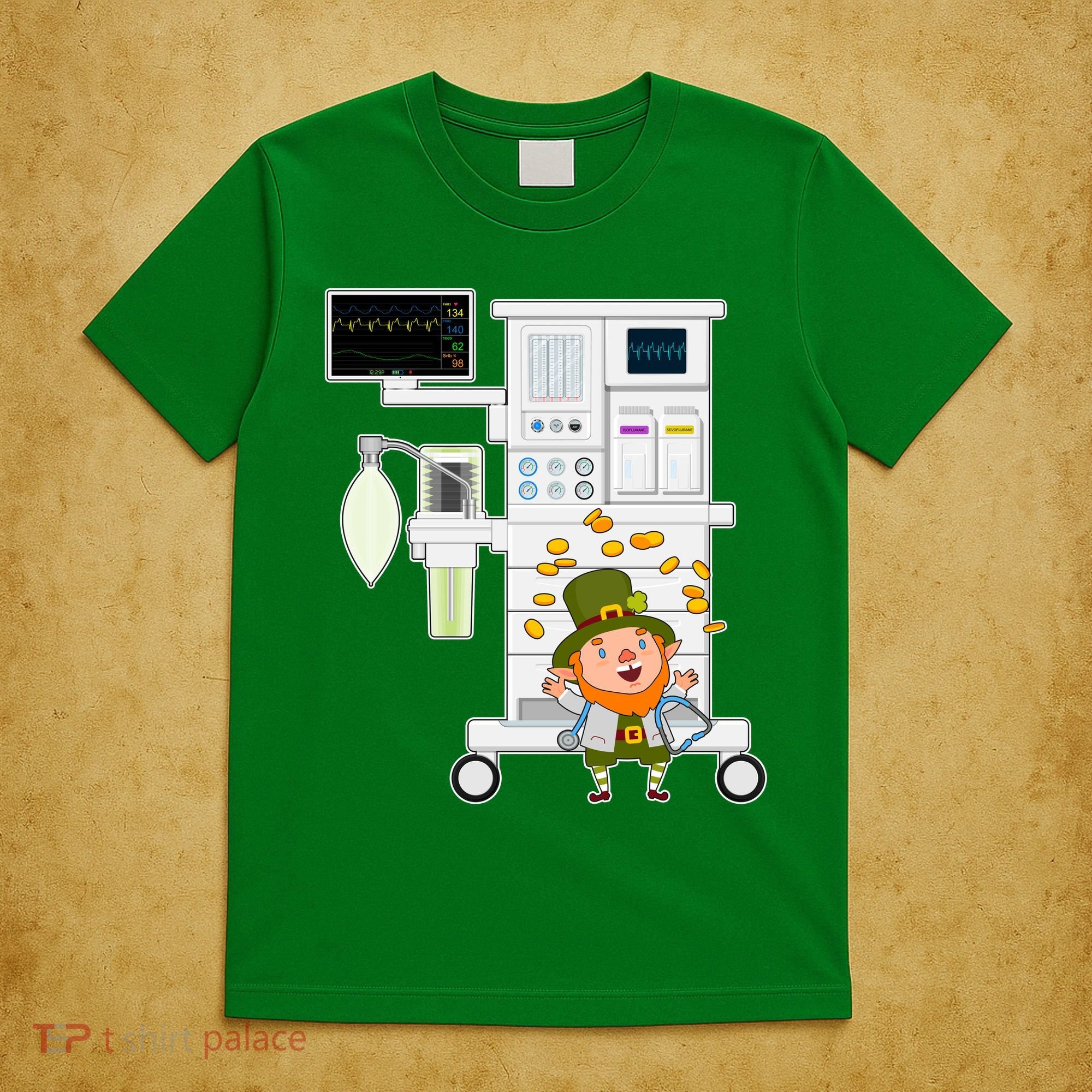 St Patrick's Day Leprechaun Anesthesia Machine T-Shirt