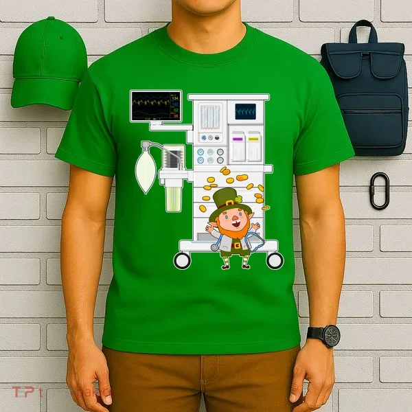 St Patrick's Day Leprechaun Anesthesia Machine T-Shirt