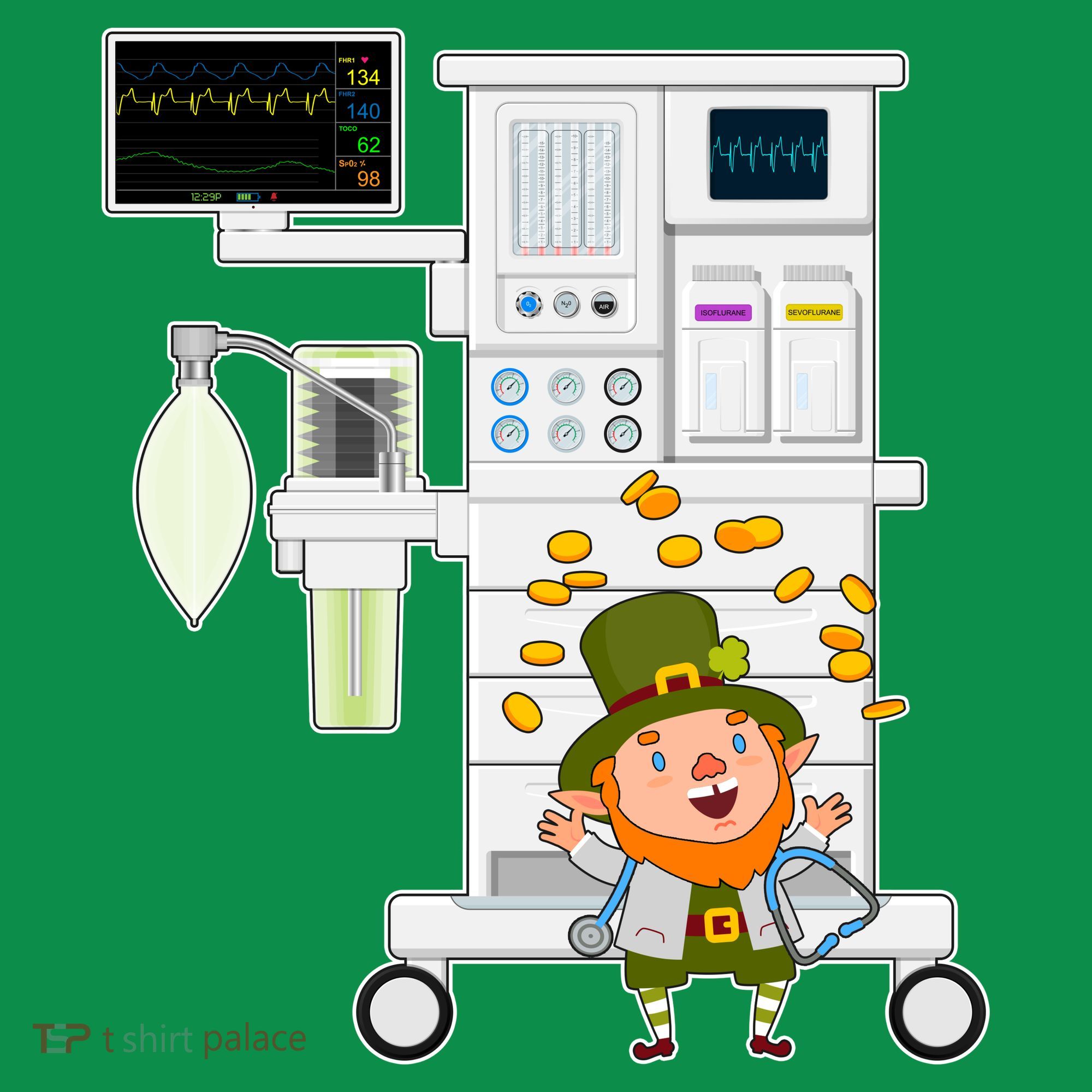 St Patrick's Day Leprechaun Anesthesia Machine Mousepad